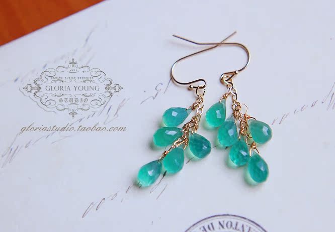 Green Vine | Natural Emerald Agate Teardrop Earrings | Handcrafted Luxury Statement Jewelry