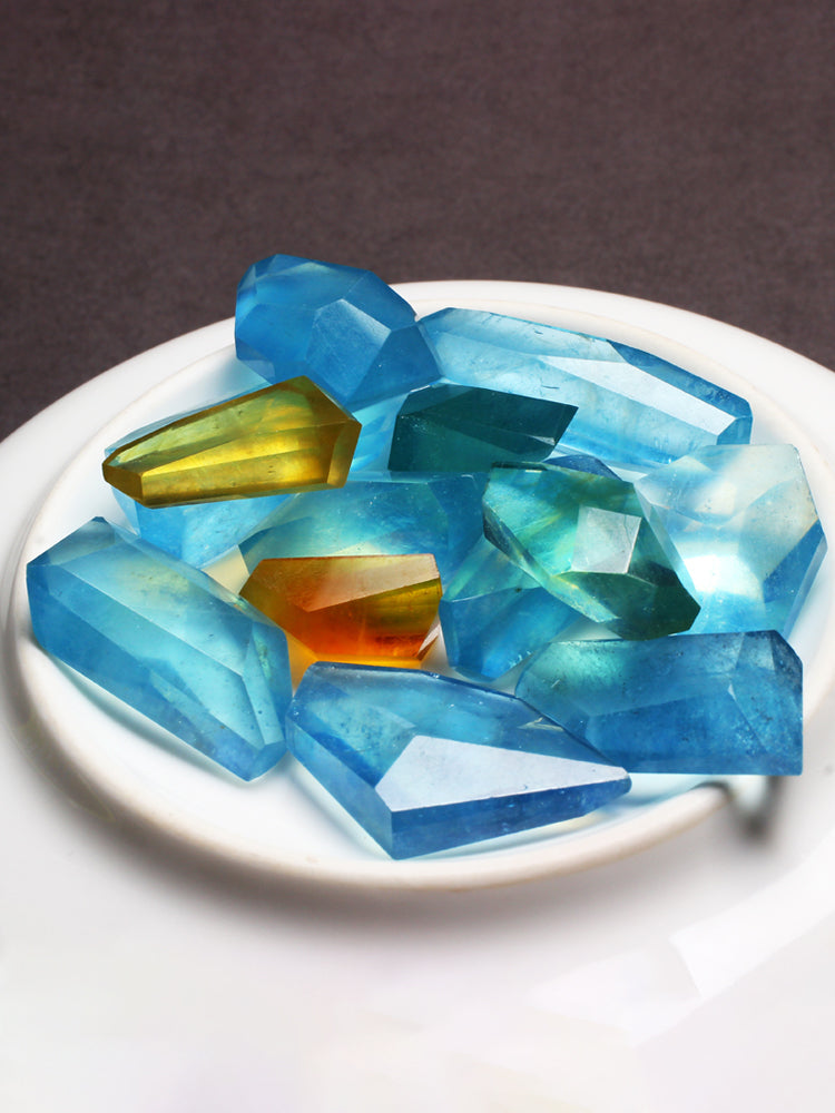 Blue Crystal Beryl Aquamarine Freeform Faceted Gemstone