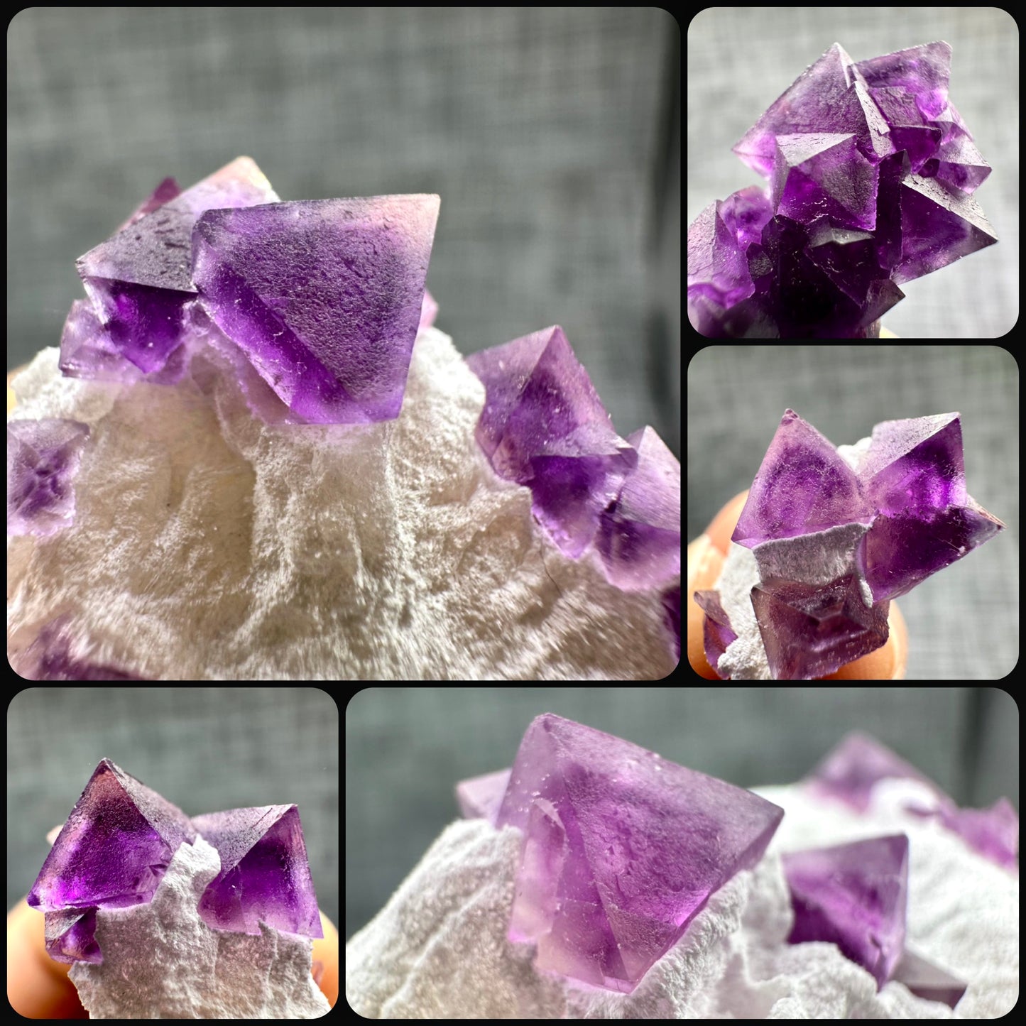 Octahedral Purple-Red Fluorite Natural Mineral Crystal