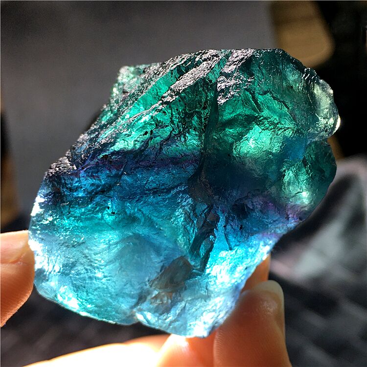 Raw Blue-Green Fluorite Mineral Crystal Specimen