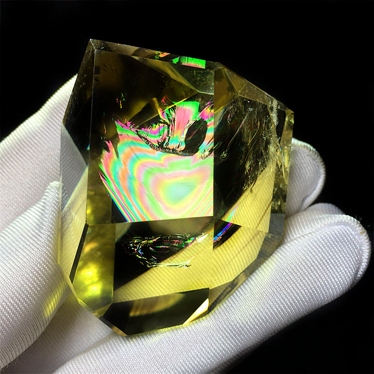 Elegant Raw Yellow Quartz Crystal with Multilayer Blue Needle Ore - Handheld Decorative Pendant