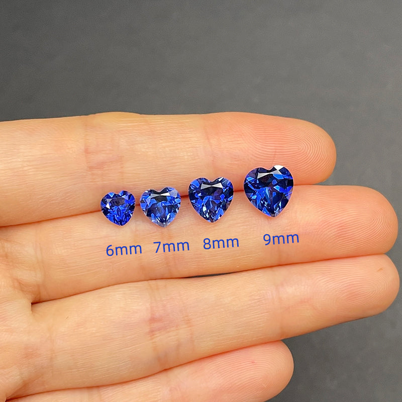 Laboratory Grown Blue Sapphire Heart-Shaped Gemstone