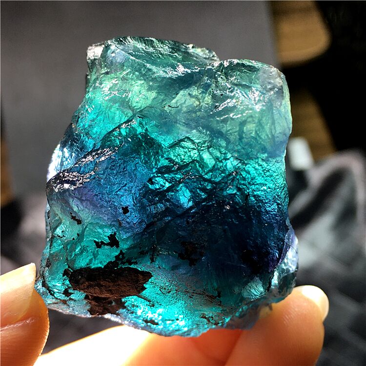 Raw Blue-Green Fluorite Mineral Crystal Specimen