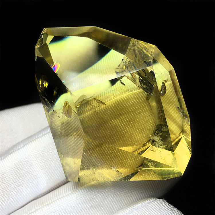 Elegant Raw Yellow Quartz Crystal with Multilayer Blue Needle Ore - Handheld Decorative Pendant