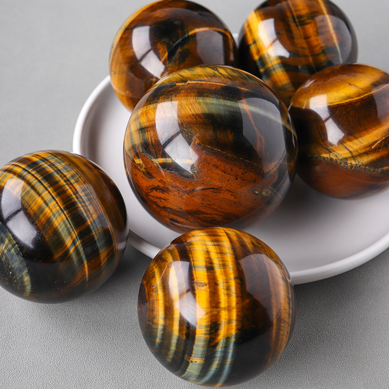 Natural Tiger's Eye Stone Sphere - Raw Crystal Polished Orb