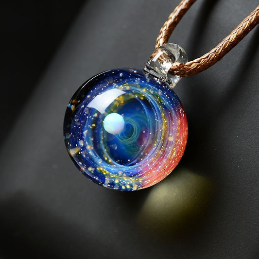 Stellar Harmony Glass Beaded Necklace - A Birthday Gift for the Astral Enthusiast