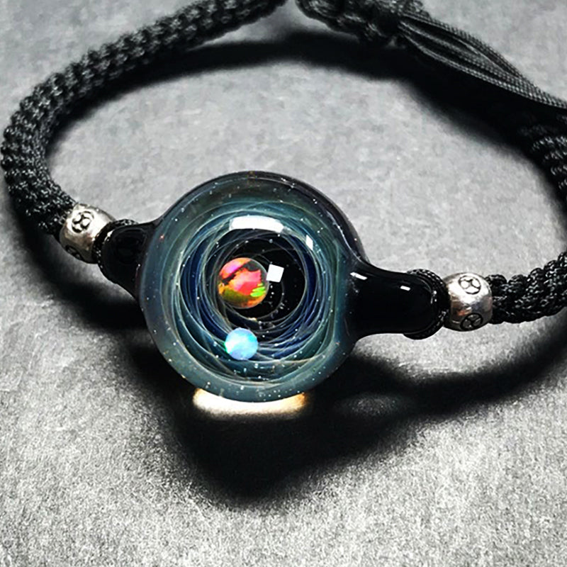 Aurora's Embrace Glass Bead Bracelet: A Tale of Cosmic Love