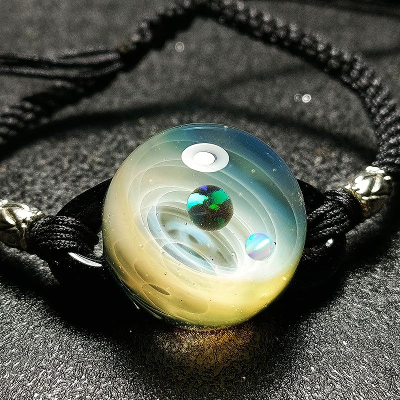 Cosmic Artistry Glass Bead Bracelet: A Symphony of Stardust and Dreams