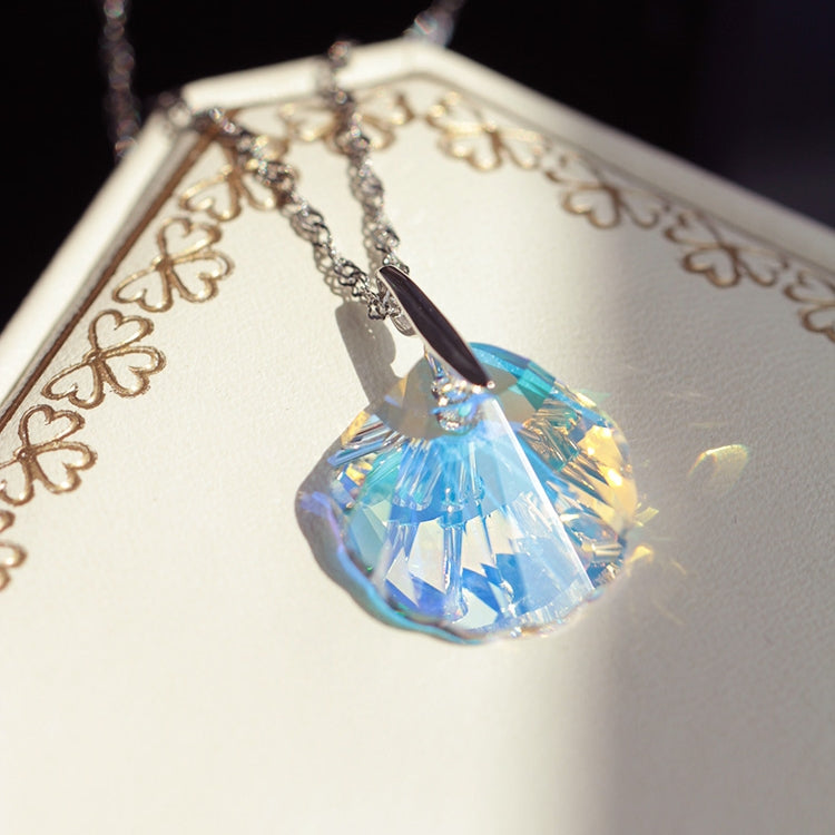 Iridescent Crystal Shell Sterling Silver Necklace: A Symphony of Oceanic Elegance