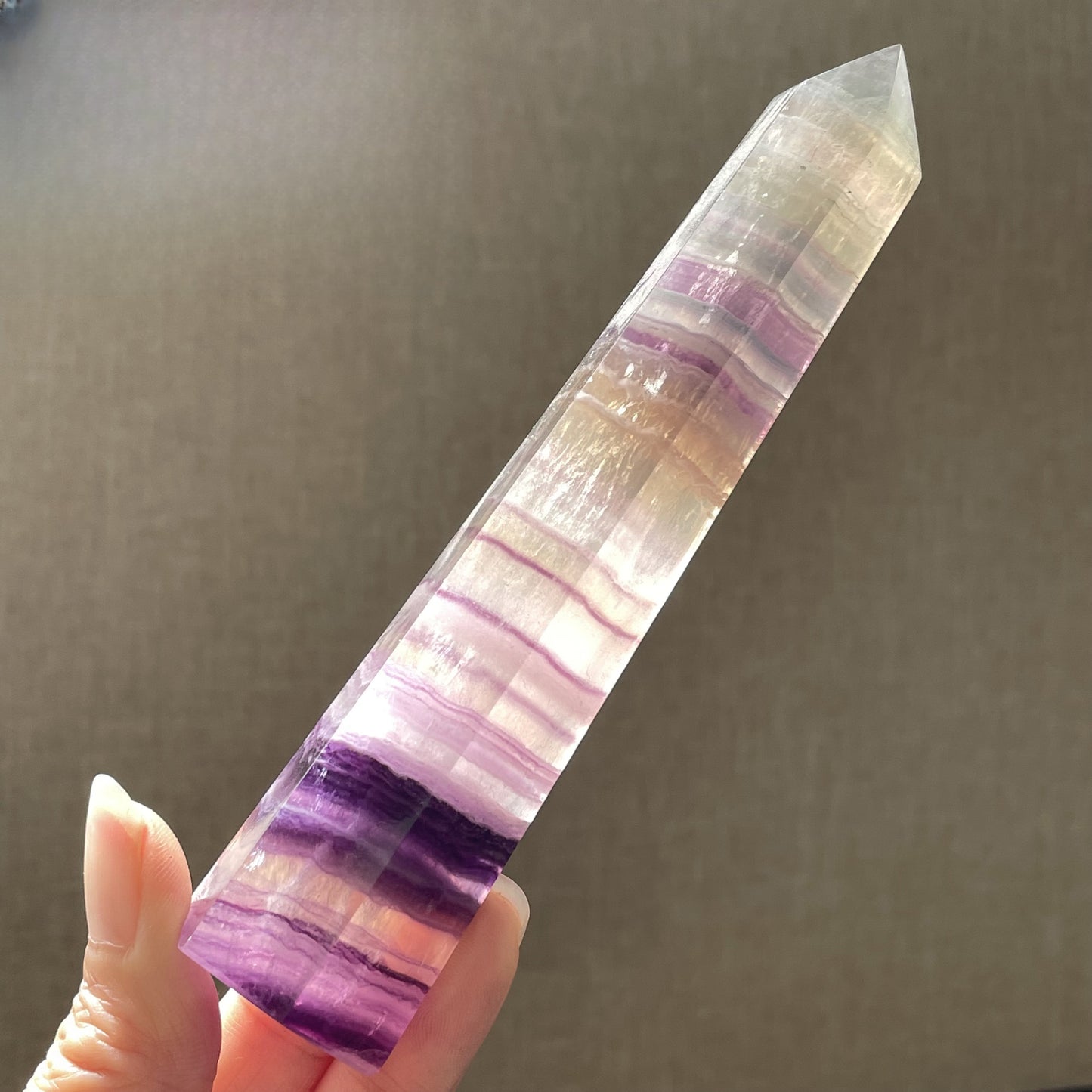 Natural Multicolored Fluorite Column Display