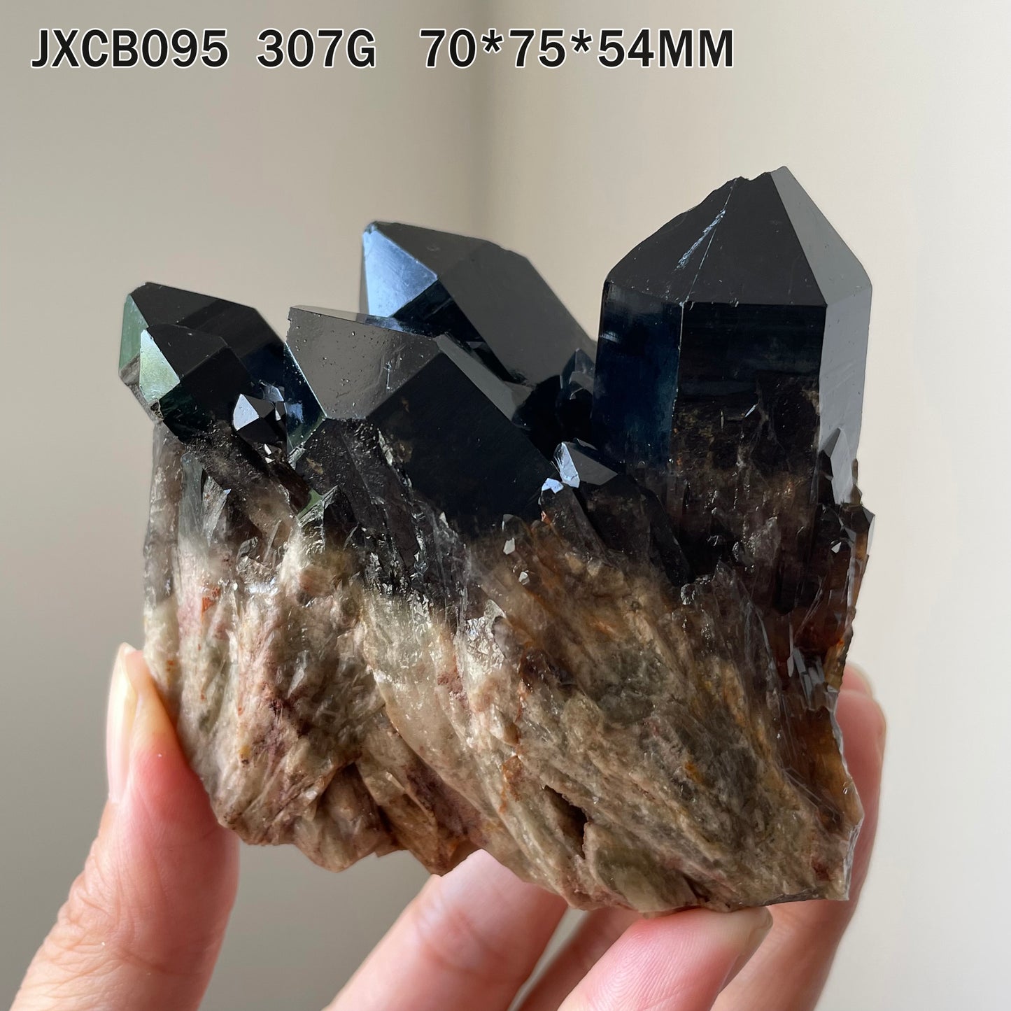 Natural Black Quartz Cluster and Smoky Quartz Cluster