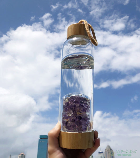 500 ML Natural Amethyst Tumbled Stones Crystal-infused water bottle