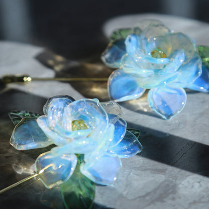 Gardenia Glass Brooch: A Blooming Piece of Art in Lampworked Glass