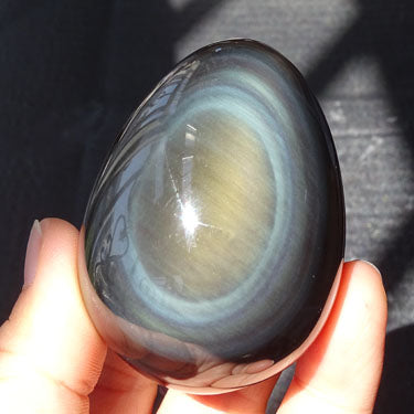 Natural Silver Obsidian - Egg Shaped Handheld Specimen