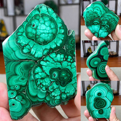 Natural Malachite Slices with Eye of Heaven - Raw Mineral Display Pieces