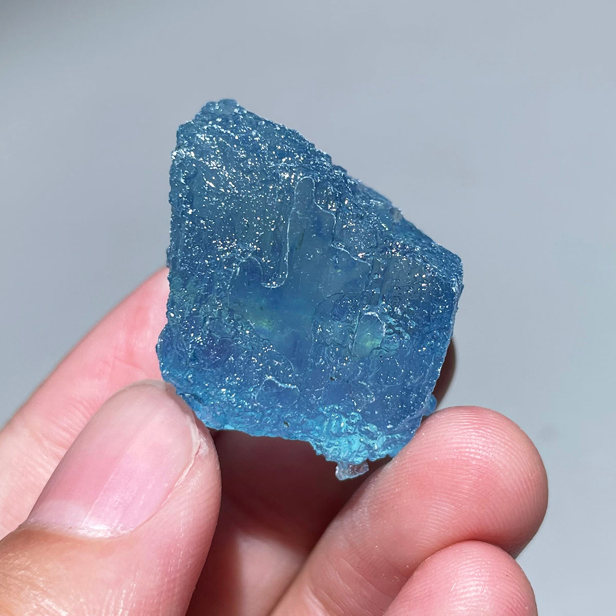 Grand Ice-Kind Deep Blue Aquamarine Blue Crystal Raw Mineral