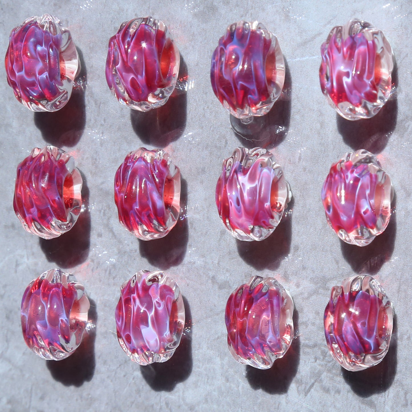 Crimson Iridescent Glass Bead Necklace: A Radiant Splash of Color