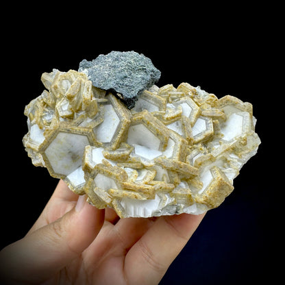 Rare Hexagonal Cookie-Shaped Calcite Crystal Cluster