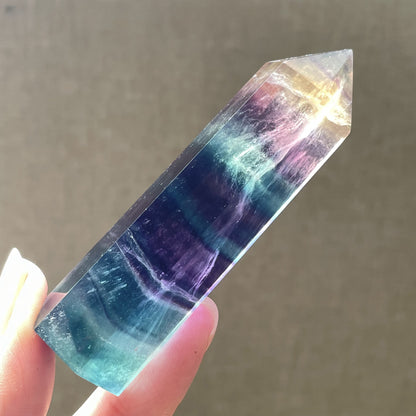 Natural Multicolored Fluorite Column Display