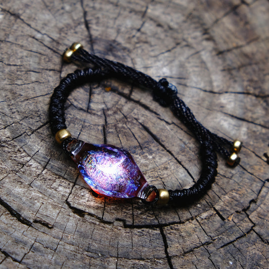 Lustrous Sky: Handcrafted Glass Starry Bangle Bracelet