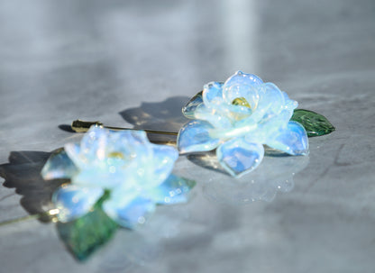 Gardenia Glass Brooch: A Blooming Piece of Art in Lampworked Glass