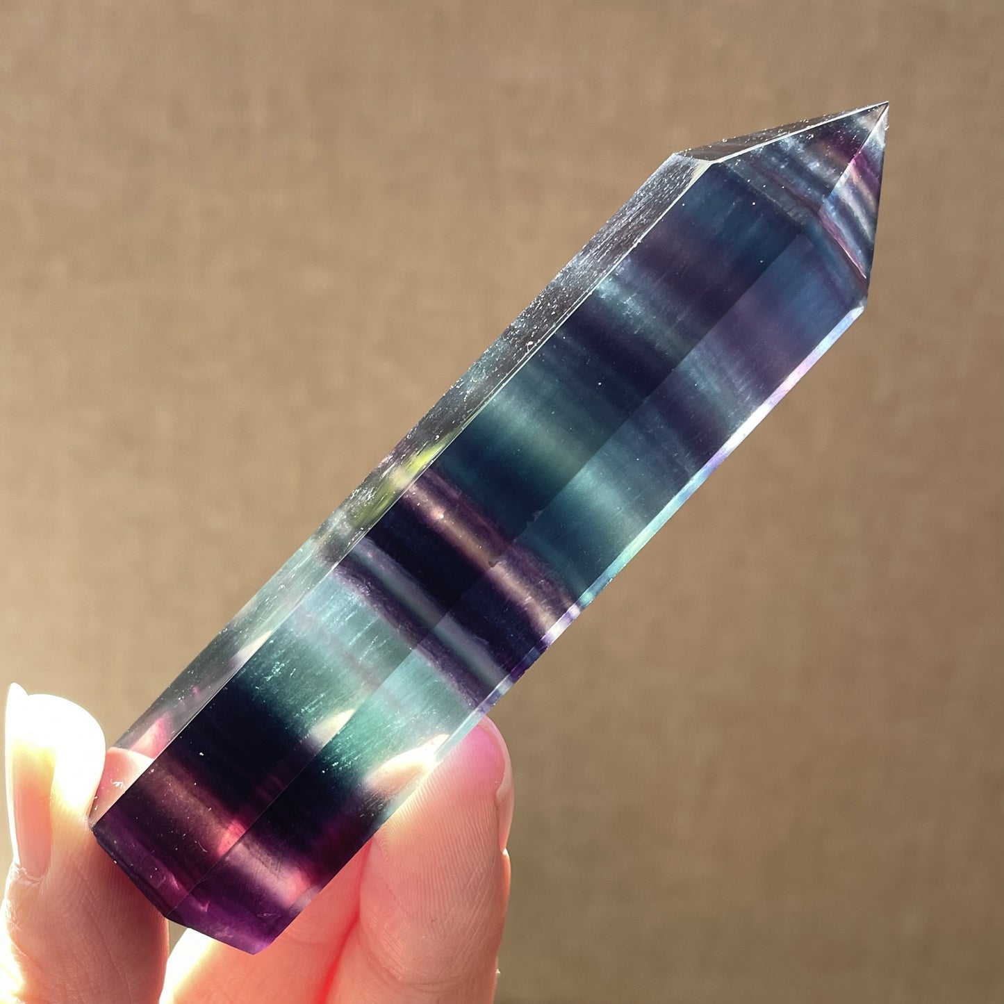 Natural Multicolored Fluorite Column Display