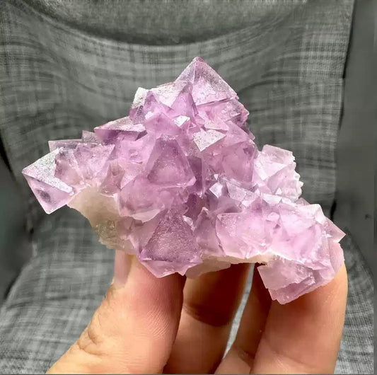 Octahedral Purple-Red Fluorite Natural Mineral Crystal